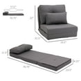 thumbnail image 3 of Convertible Flip Chair, Floor Lazy Sofa, Folding Upholstered Couch Bed with Adjustable Backrest, Metal Frame and Pillows for Living Room Bedroom, Dark Gray, 3 of 16