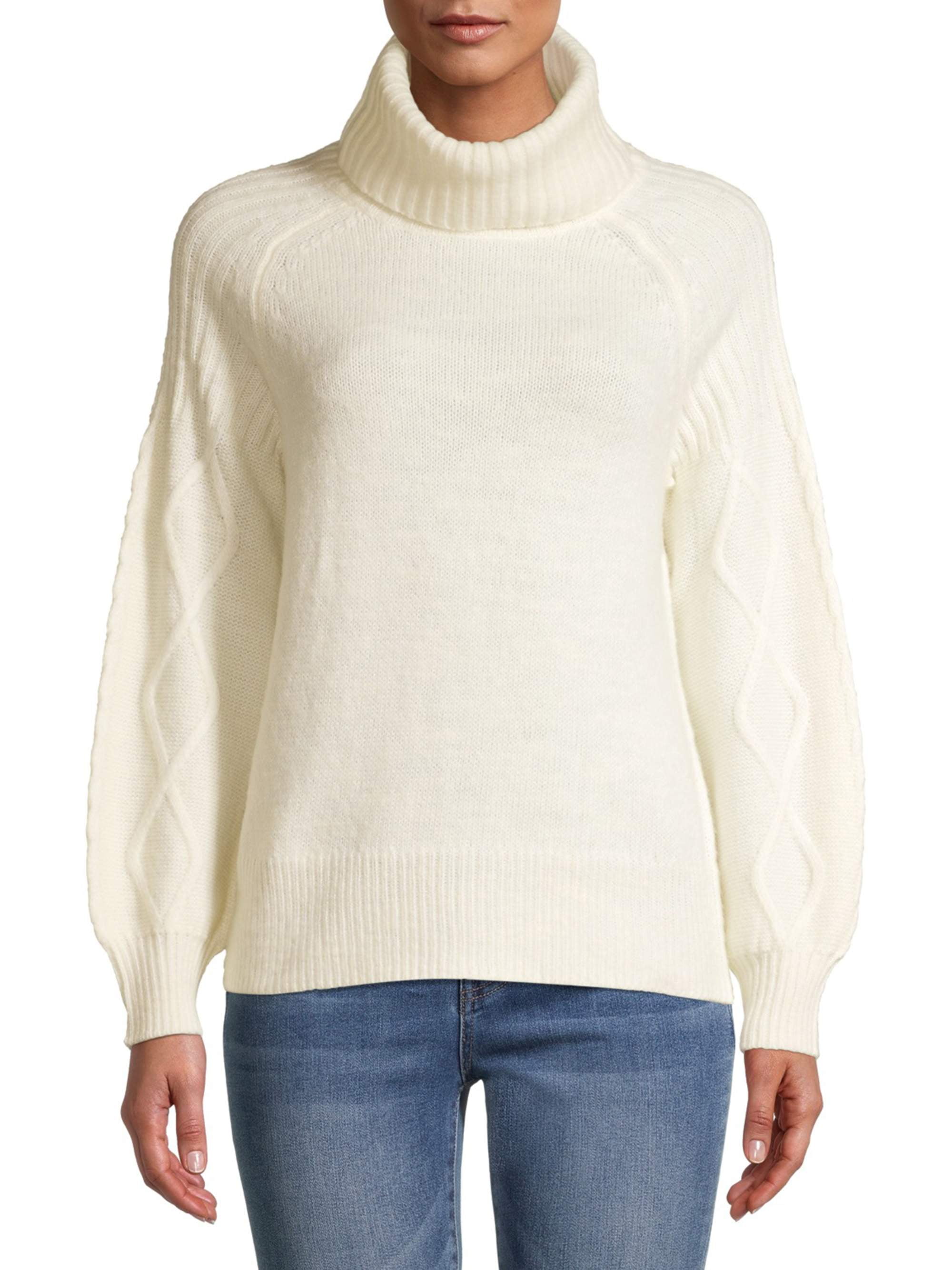 Heart N Crush Women's Cable Sleeve Raglan Turtleneck Sweater - Walmart.com