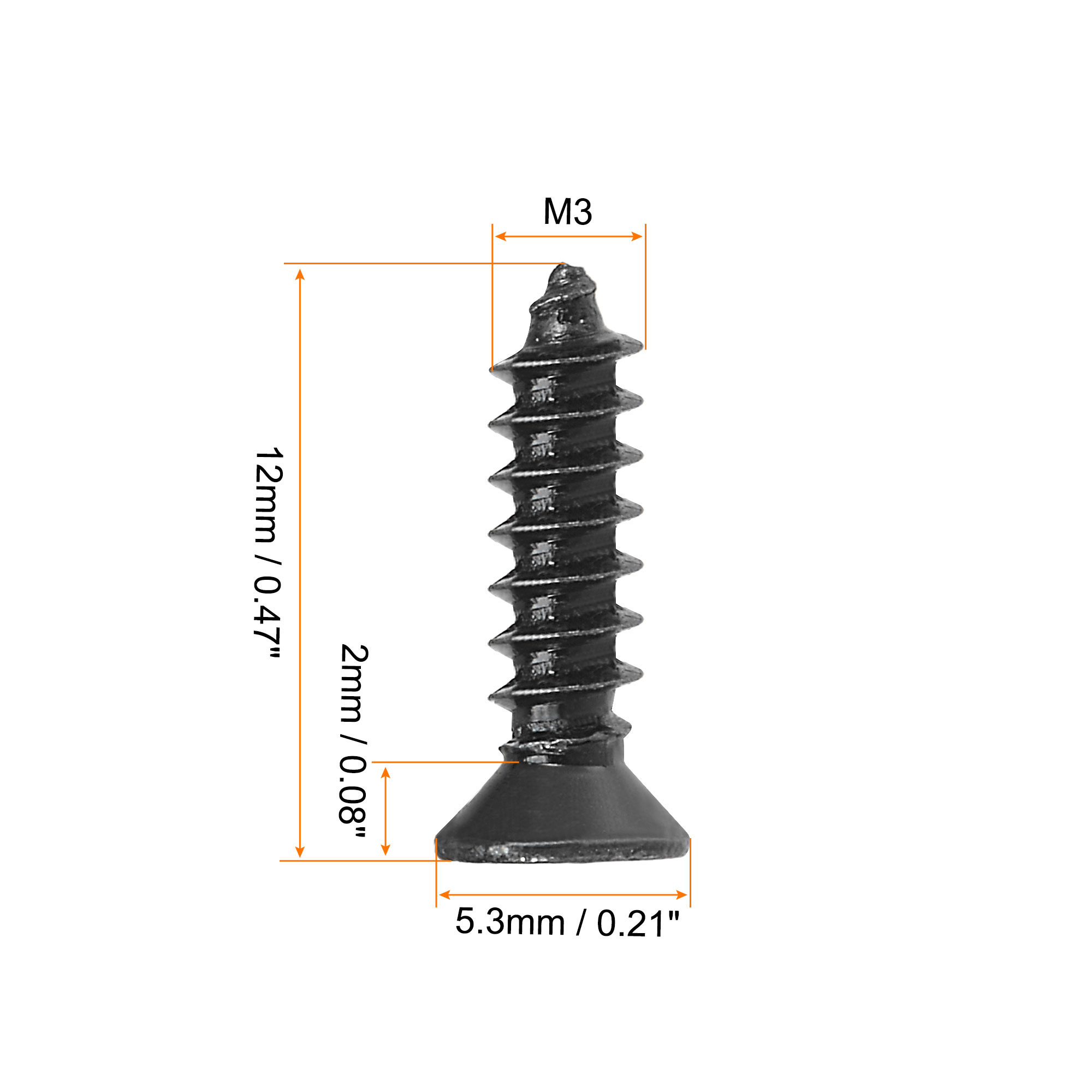 Unique Bargains Wood Screws Phillips Flat Head Carbon Steel Black M3 x 12mm