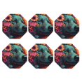 thumbnail image 2 of Fuzoiu Colorful Flower Dog A Print Leather Coasters Set,Drink Coasters Set of 6,for Tabletop Protection, Durable PVC Coasters,Home Décor and Housewarming Gift,Octagon, 2 of 7