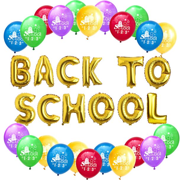 Kit de globos para el regreso a clases, 37 unidades, letras de mylar con colores