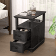 thumbnail image 5 of REDAYFUR Narrow End Table with Flip Top Charging Station and 2 Drawers, Type-C & USB port & Power outlets, Wooden Storage Cabinet, Side Table with Storage for Living Room and Bedroom | Blackgrey, 5 of 8
