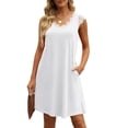 thumbnail image 4 of Vedolay Women'S Dresses Women's Satin Spaghetti Straps Cowl Neck Ruch Midi Dresses,White M, 4 of 5
