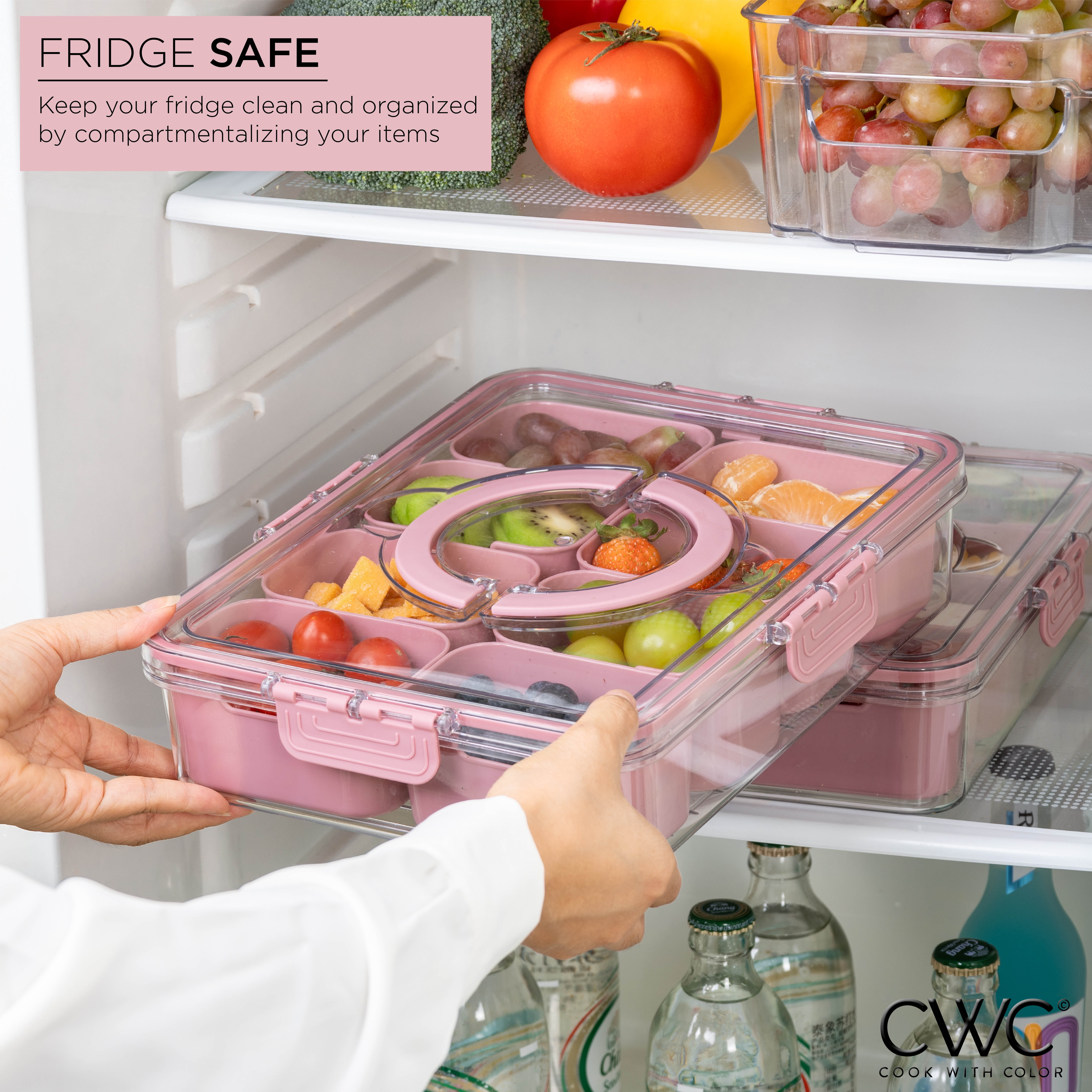 COOK WITH COLOR Snackle Box for Kids Lunch Box and Snack Container, Rose