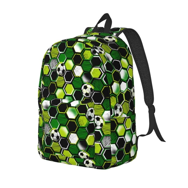 Balery Soccer1 Mochila Clásica Impresa Básica para Viaje, Mochila Escolar Resistente al Agua, Mochila de Lona con Correas Ajustables-Medium