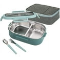thumbnail image 1 of Hltpoi 28oz Stainless Steel Leakproof 2-Compartment Bento Lunch Box/Portion Control Food Container with Lunch Bag and Cutlery Set  BPA Free (Pink), 1 of 7