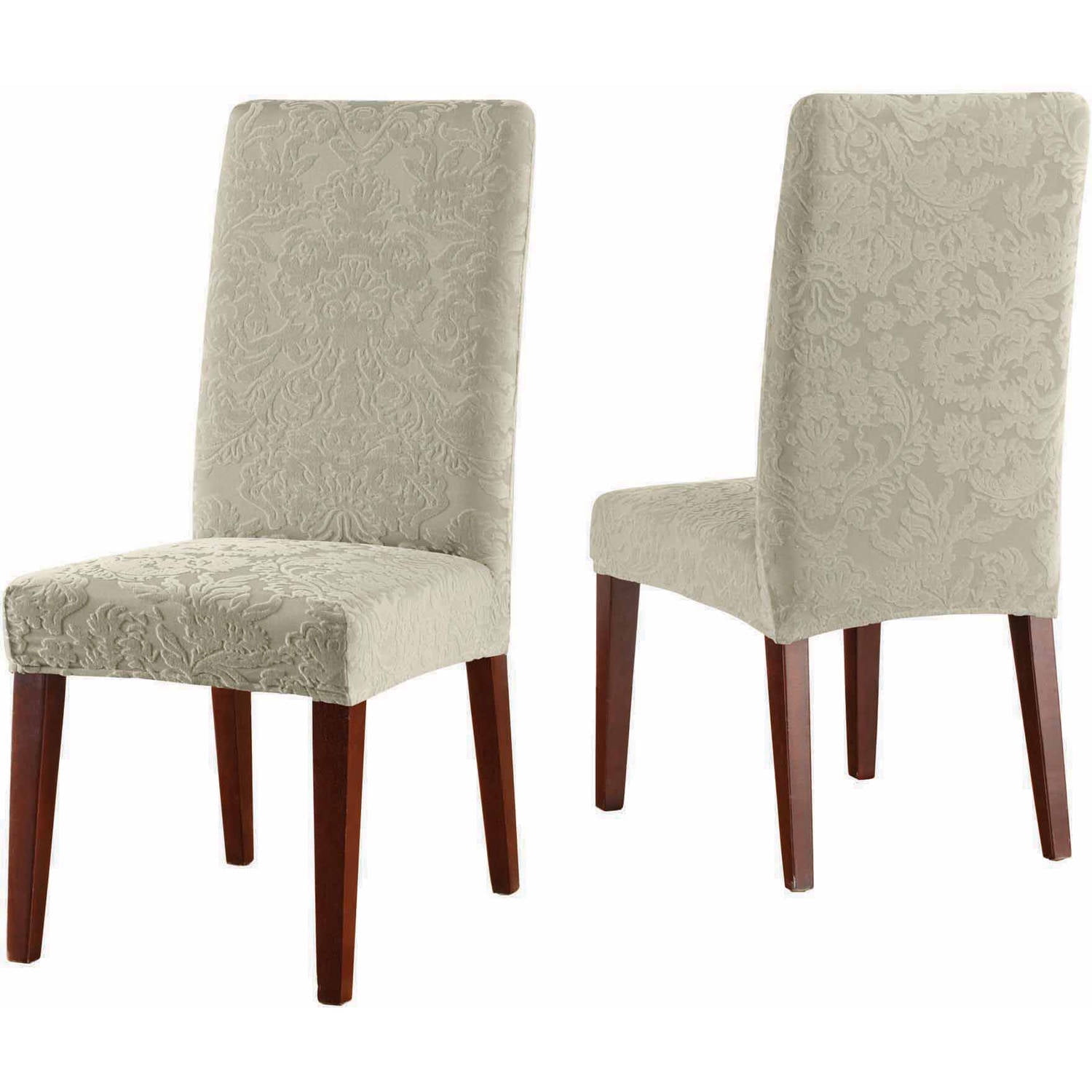 Sure Fit Stretch Jacquard Damask Short Dining Room Chair Slipcover Walmartcom Walmartcom