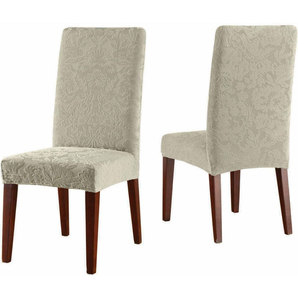 Sure Fit Stretch Jacquard Damask Short Dining Room Chair Slipcover