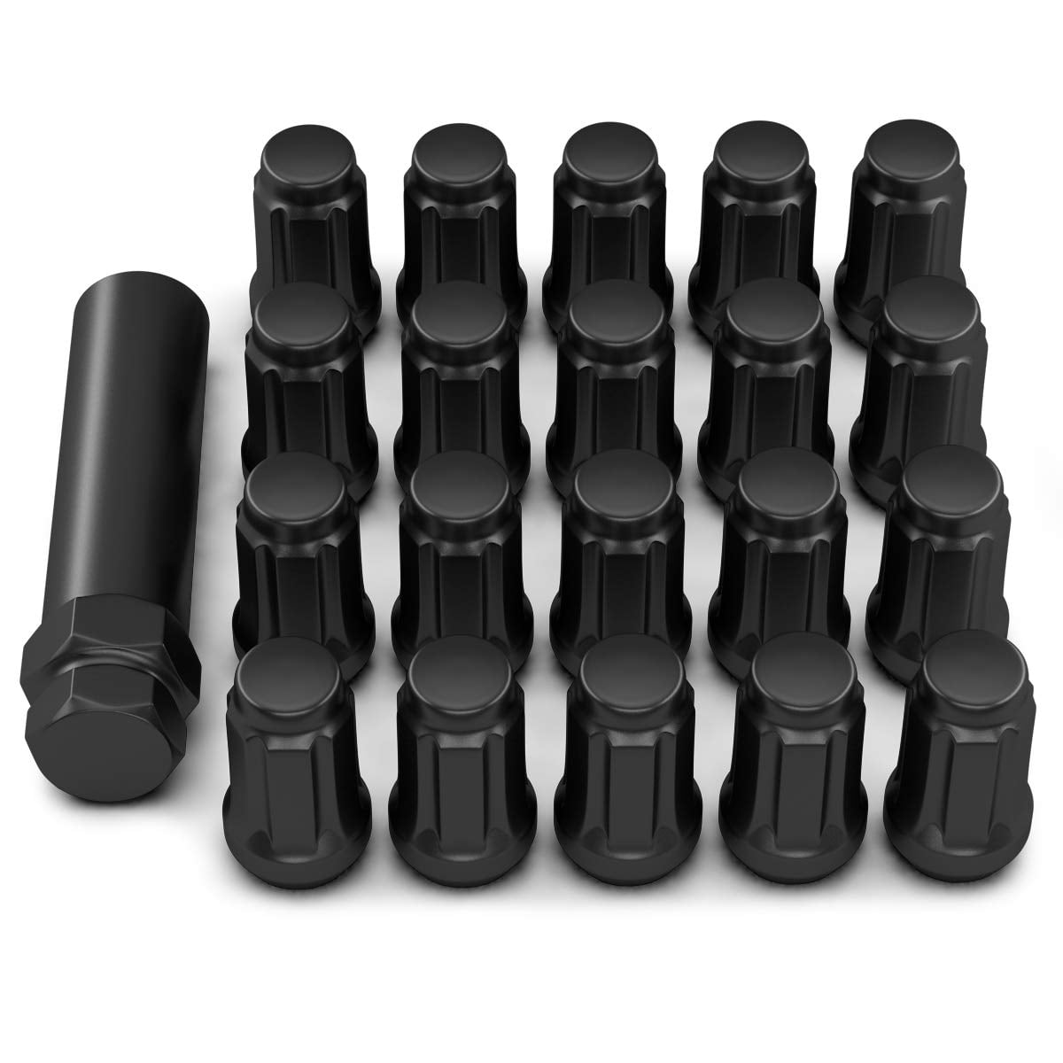 Cone Seat 1.38 inch Overall Tall 3/4 inch Hex Black Bulge Acorn Lug Nuts Closed End 20PCS A-KARCK Wheel Lug Nuts 1/2-20 