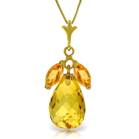 Galaxy Gold 14K Solid Gold Natural Citrine Pendant Necklace for Women - Yellow Gold Fine Jewelry