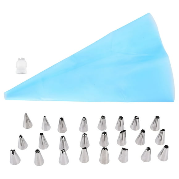 FYBTO 24PCS Piping Tips Stainless Steel Icing Piping Tip DIY Piping Nozzle Cake Baking Tool for KitchenBlue-0906