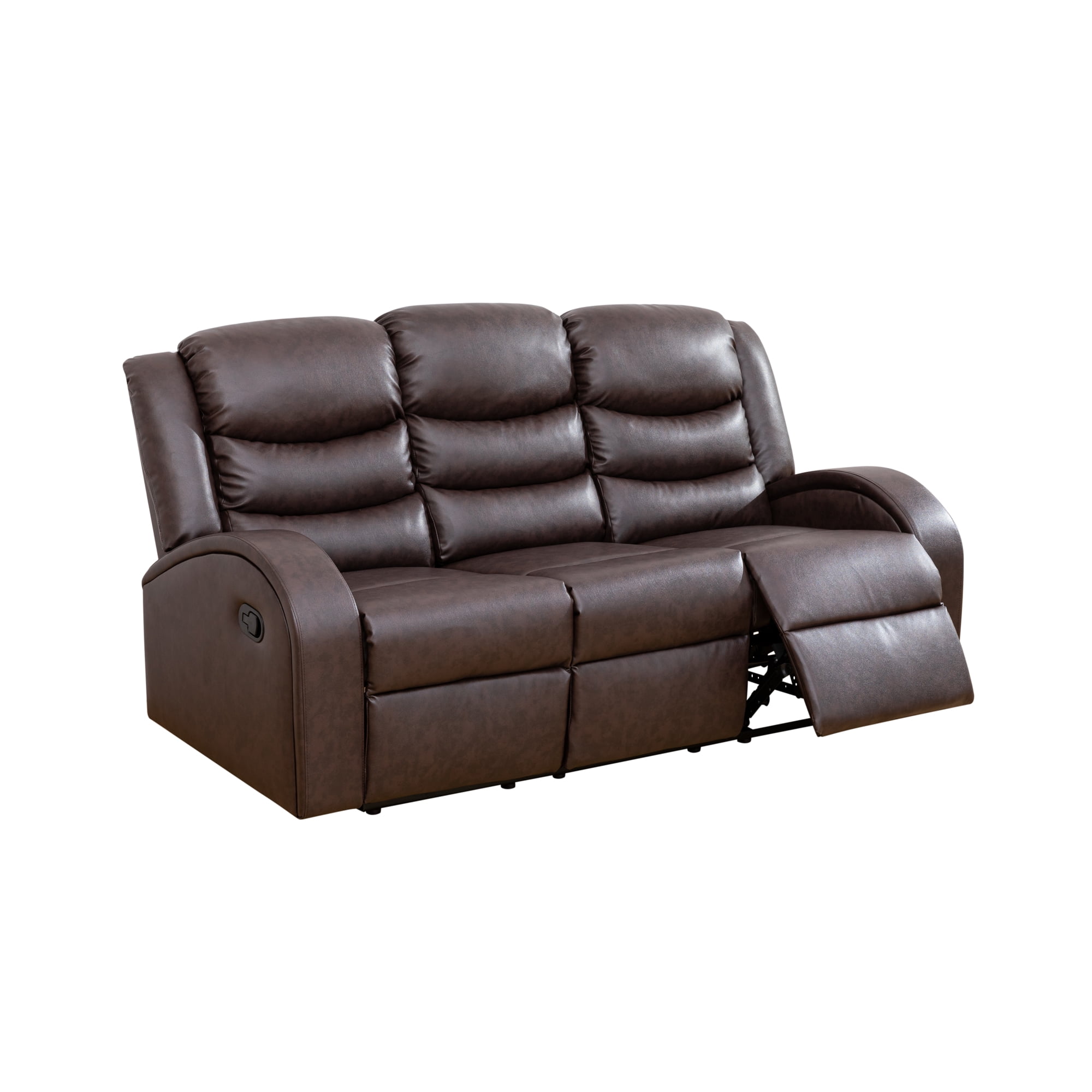 Gewnee Brown 3-Seater Reclining Sofa - Air Leather & High-Elastic Sponge, Perfect for Living Rooms