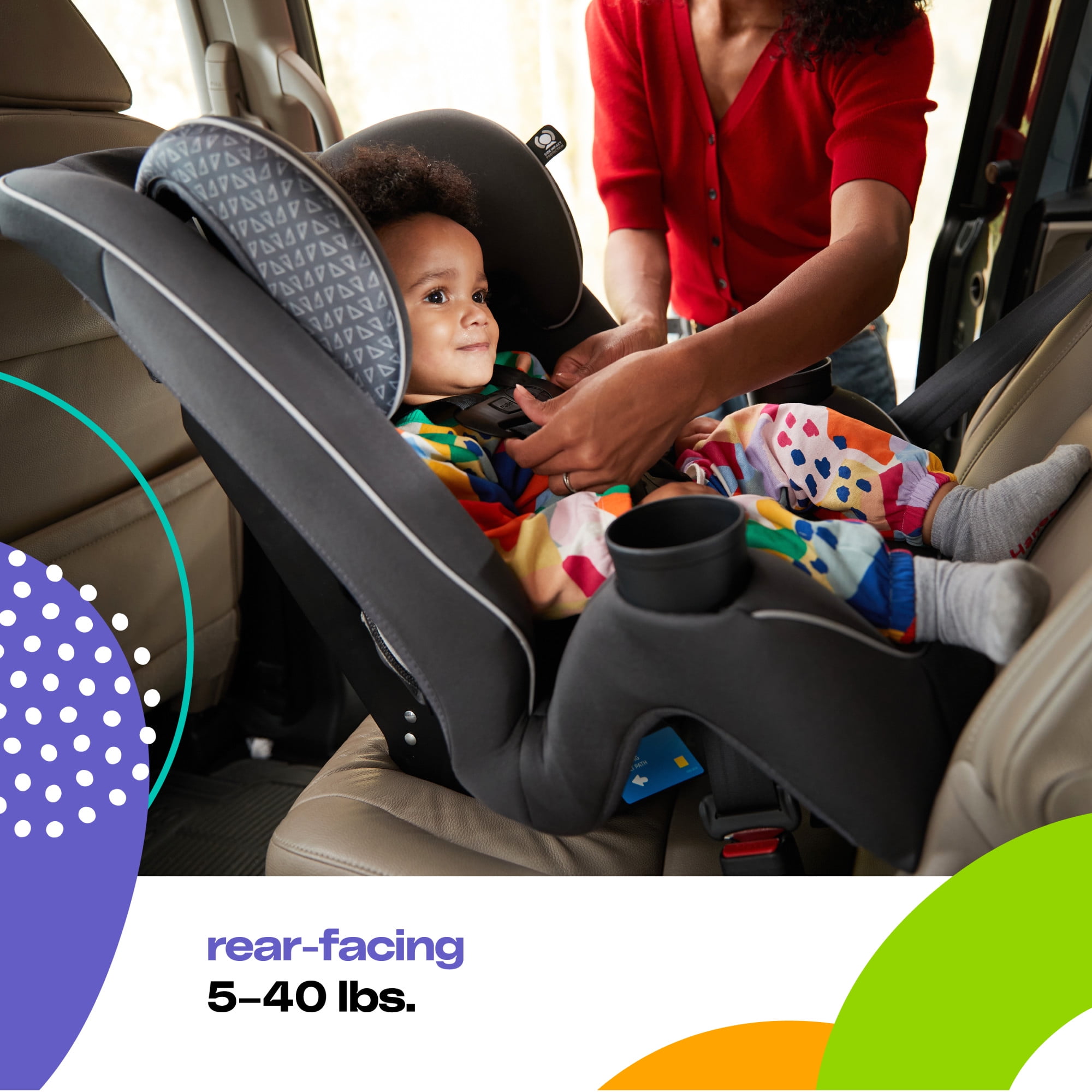 (3 pack) Cosco Kids Easy Elite Slim All-in-One Convertible Car Seat, Grey Glphys, Unisex
