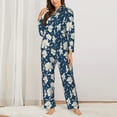 thumbnail image 3 of Wukai Lilies Flowers Print Women's Pajama Set - Soft Long Sleeve Sleepwear for Comfort and Style-Large, 3 of 9