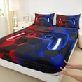 thumbnail image 4 of Erosebridal Red Blue Gamepad Sheet Set Twin, Gradient Geometric Bedding Sets Twin Size, Gaming Sports Twin Sheet Sets, Ultra Soft Bedroom Decor, 3pcs, 4 of 6