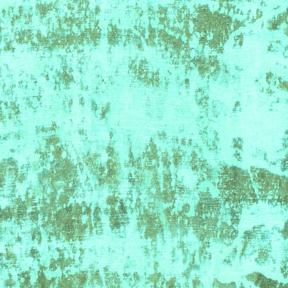 Ahgly Company Machine Washable Indoor Square Abstract Turquoise Blue Modern Area Rugs, 6' Square