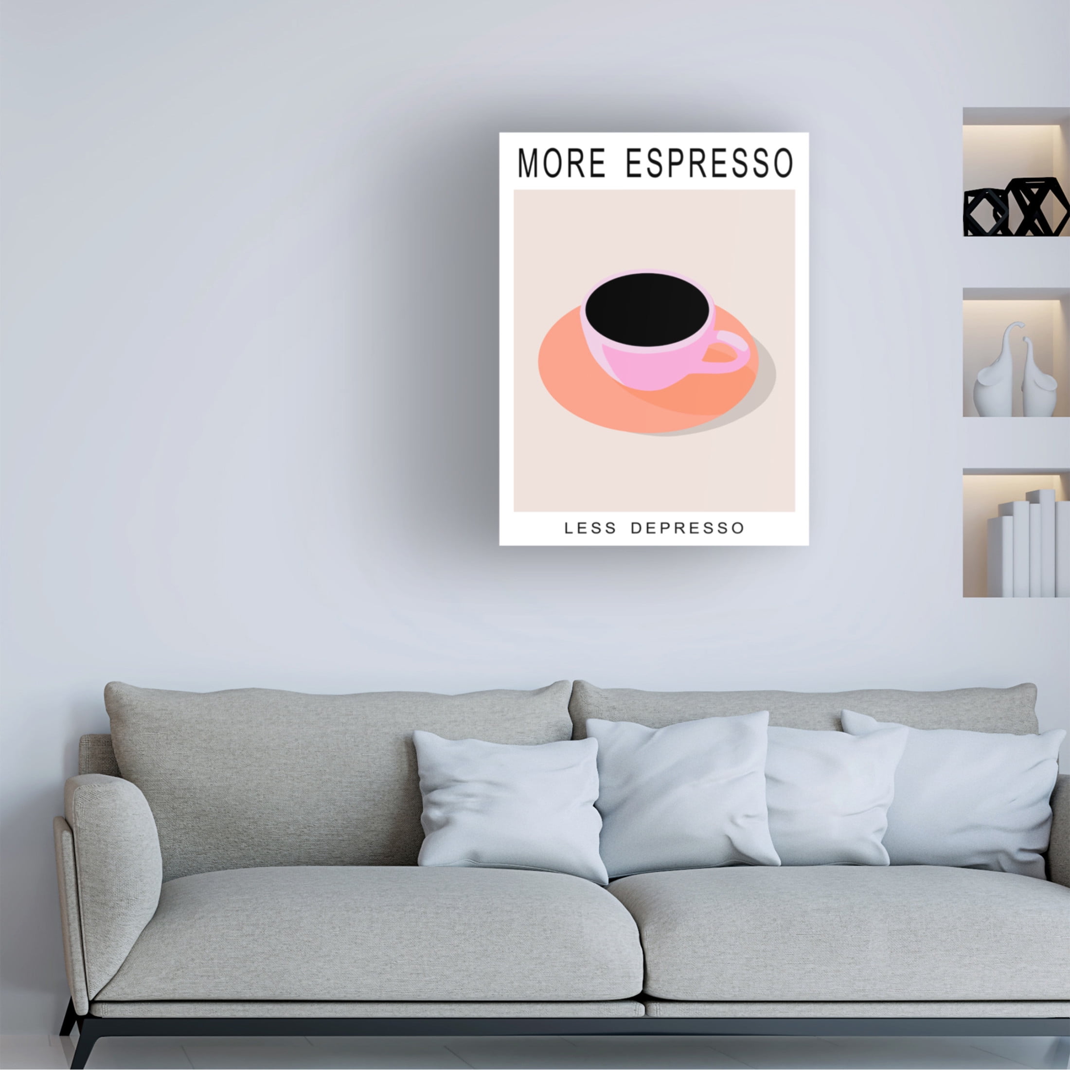 Canvas Wall Art - Bykammille 'More Espresso Less Depresso' Wall Art for Living Room, Bedroom, or Office Décor by Trademark Fine Art - 35 x 47 Inches