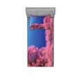 thumbnail image 2 of Ambesonne Nature Fitted Sheet & Pillow Sham Set, Cherry Blossom Trees, Queen, Fuchsia Blue, 2 of 3