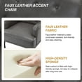thumbnail image 4 of Faux Leather Upholstered Tufted Armchair Set of 2 Lounge Accent Chair Single Sofa with Wooden Turned Legs Living Room Grey, 4 of 6