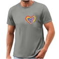 thumbnail image 4 of Blouse for Men Plus Size Rainbow Love Printed Short Sleeved Round Neck T-shirt Gray XXXL, 4 of 4
