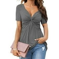 thumbnail image 2 of Giftesty Womens Blouses and Tops Clearance Women's Casual V-Neck Bow Sexy Short-sleeved T-shirt Top, 2 of 6