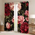 thumbnail image 2 of Manfei Vintage Red Pink Peony Blackout Curtains Set of 2 (52x84 Each), Tropical Floral Flower Window Curtains, Garden Blossoms Curtains and Drapes, Black Green, 2 of 6