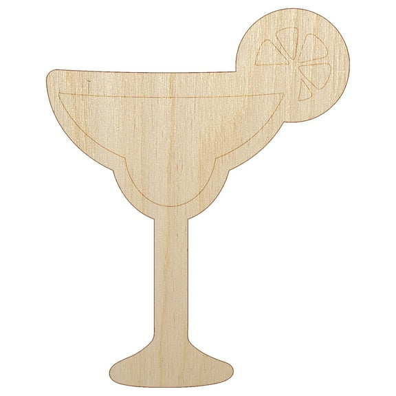 Margarita Cocktail with Lime Wood Shape Unfinished Piece Cutout Craft DIY Projects - 4.70 Inch Size - 1/8 Inch Thick