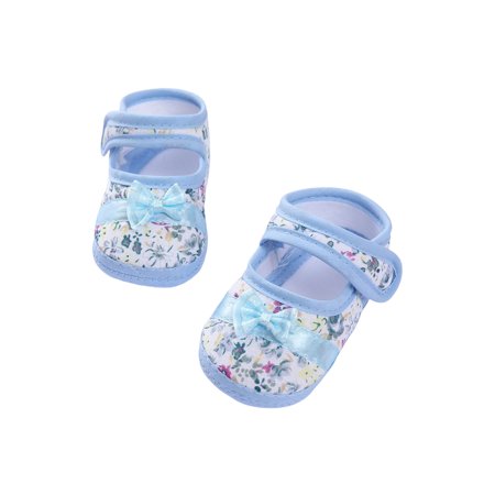 

Woobling Baby Girls Boys First Walkers Shoe Soft Sole Sneakers Cartoon Crib Shoes Home Flats Cute Walking Sneaker Prewalker Anti Slip Floral Blue 4.5C