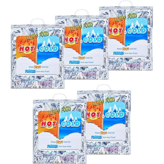Superio Hot and Cold Insulated Bags for Food Delivery, Grocery Shopping Bags, Food Storage for Hot and Frozen Food for Travel, Disposable Cooler Bag, Reinforced Thermal Lunch Bag (5, 16"x5.5"x19")
