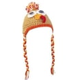 thumbnail image 2 of Rdhnmea Thanksgiving Baby Hat, Turkey Pattern Bobbles Warm Knitted Earflap Beanie Winter Cap for Cosplay Photo Props, 2 of 8