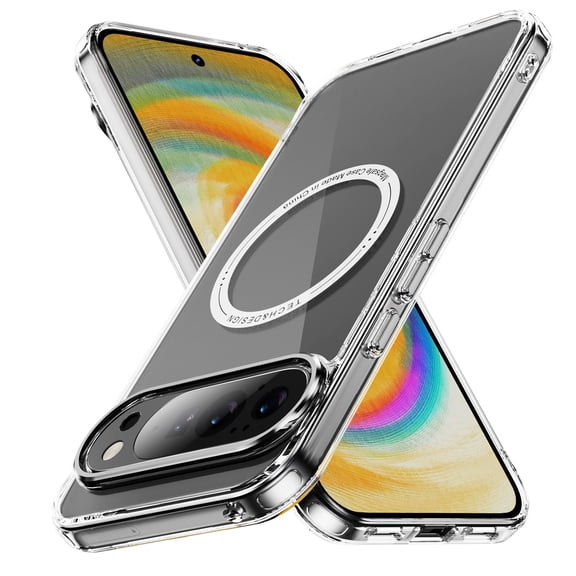 Dteck Magnetic Trasparent Case for Google Pixel 10 Pro XL,Shockproof TPU PC Case Compatible with Mag Safe Anti Yellowing Clear Back Cover for Google Pixel 10 Pro XL,Clear