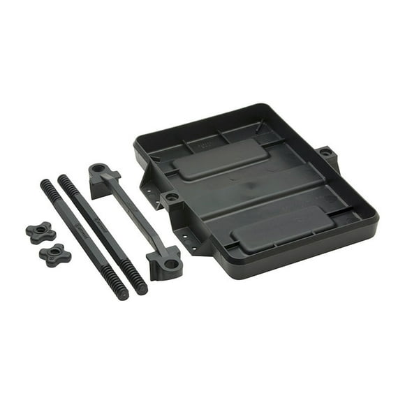 Attwood Marine Battery Tray 9098-5 For Use With 27/27M/27F Series Battery; Plastic; Heavy Duty; Adjustable; Non Corrosive; Black; 12-1/8 Inch Length x 6-3/4 Inch Width Inside Dimensions