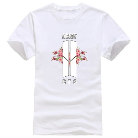 - Fancyleo Women BTS & ARMY Floral Logo T-Shirt Fashion Tree