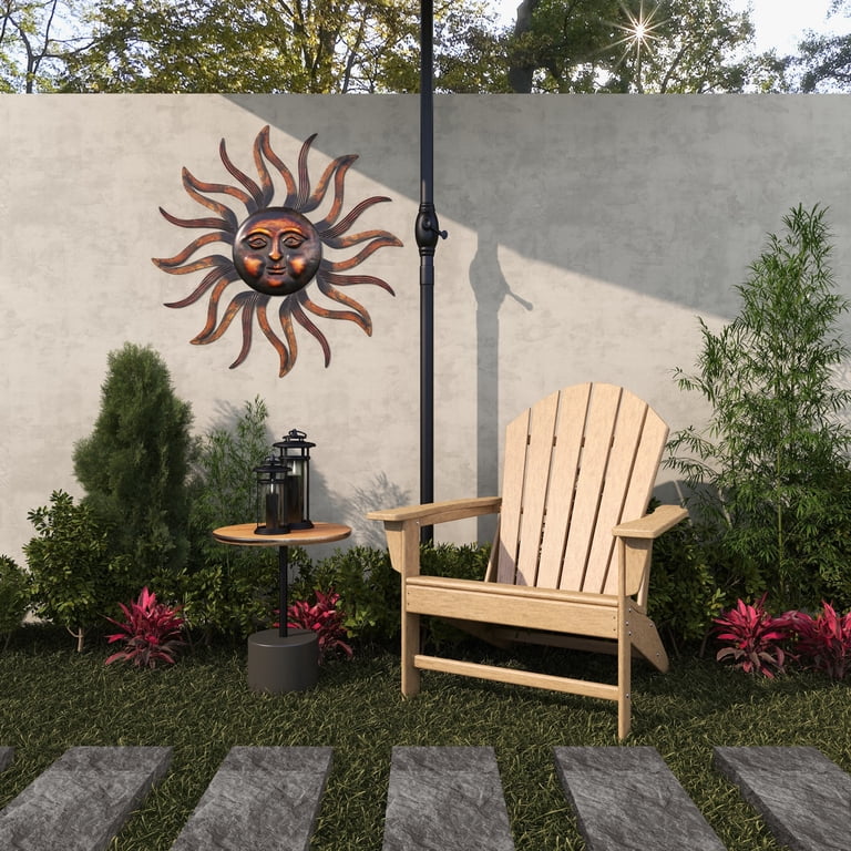24" Copper Sun Wall Decoration - Handcrafted Metal Sun Sculpture For Home Or Tavern Decor