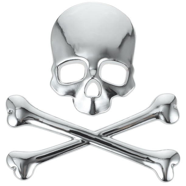 FELTECHELECTR Pegatina de calavera de metal 3D plateada para coche, emblema de calavera para maletero trasero, calcomanías de esqueleto personalizadas, decoración para automóvil