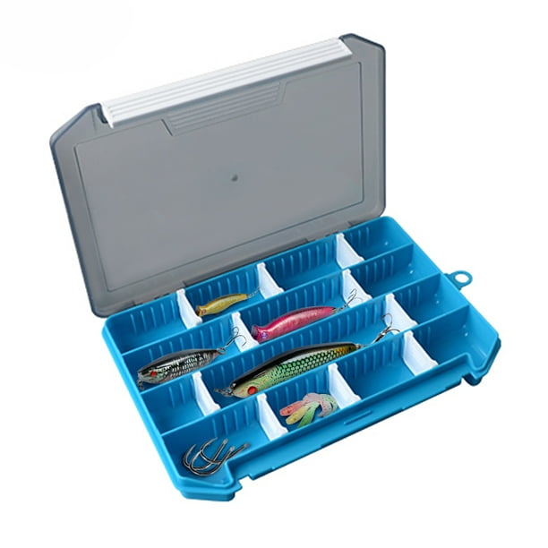 Ilure Fishing Tackle Box Storage Trays with Removable Dividers Fishing Lures Hooks Accessories Storage Organizer Box, Blue