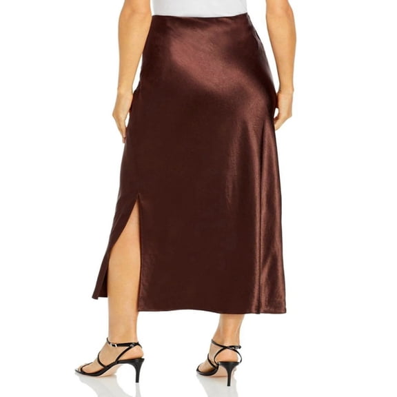 LYMAYTER S-XL Women Satin Maxi Skirts Silk Side Slit Skirt Casual High Waisted A-Line Long Skirt