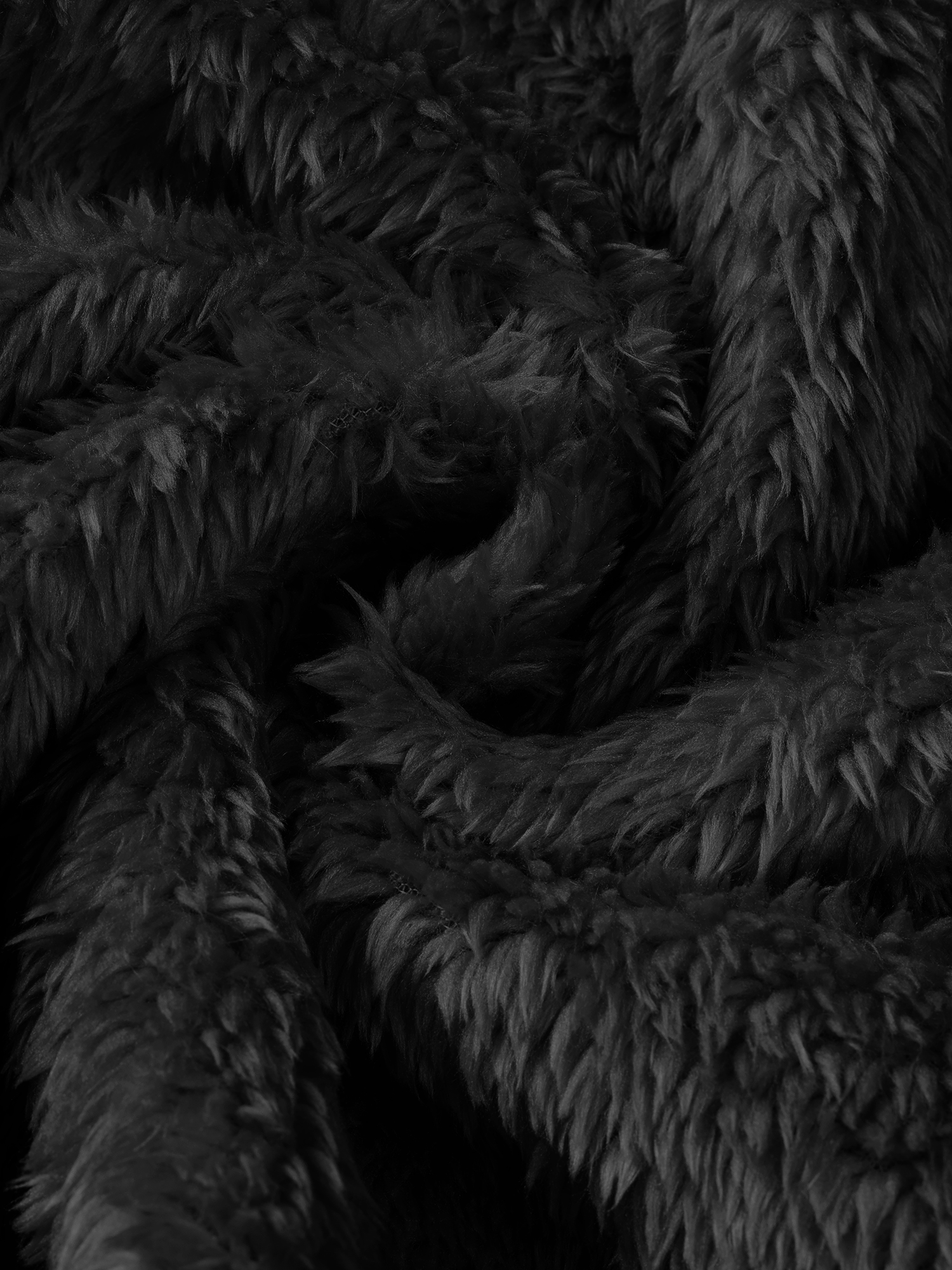 DARING DIVA Fuzzy Hooded Plush Bath Robe Mini Bathrobe XS Black