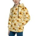 thumbnail image 2 of Fotbe Coffee Plaid Sunflower Pattern Youth Pullover Hooded Sweatshirt, Boys Hoodie, Kangaroo Pocket Hoodie for Kids Girls -Small, 2 of 6