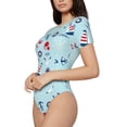 thumbnail image 2 of The Xecao Sailboats Anchors Women's Crew Neck Body Suit, a short-sleeved bodysuit and basic swimsuit, both comfort and style for dating and daily life, 2 of 9