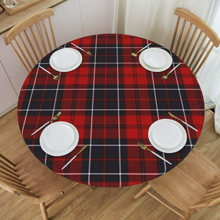 

Traditional Tartan Colorful Striped Geometric Red Black Wipeable Tablecloth for Picnic Camping and Dinner 40 -48 24jl16caA53