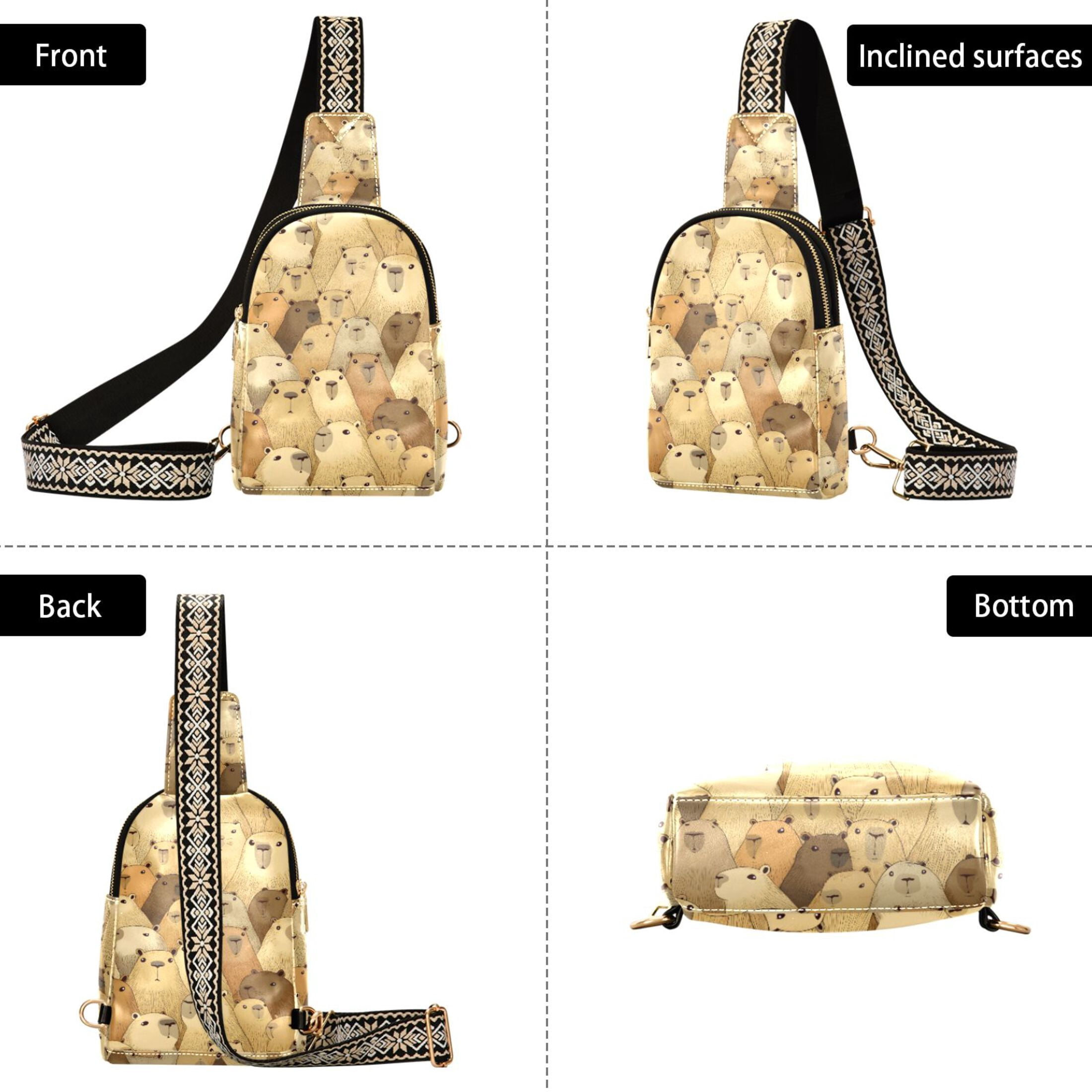 ALAZA Doodle Capybara Sling Bag for Women Men Waterproof Crossbody Chest Bags
