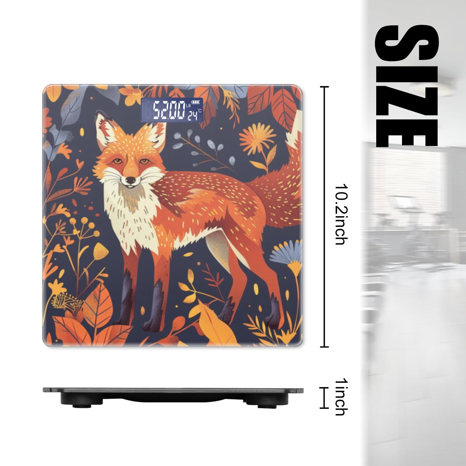 Bathroom Scale, Highly Accurate Digital Body Scale,Precisely Measures Weight up to 400 lbs-Fox In Autumn Forest Surrounded By Leaves And Flowers