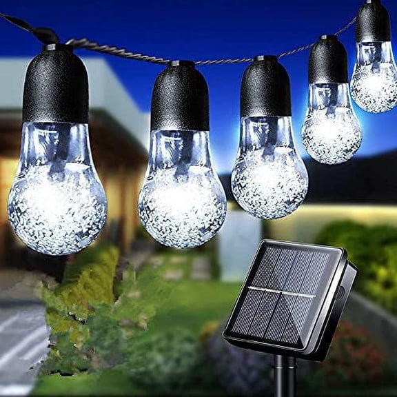 LINLIN Solar Outdoor Bulb String Lights, 5m 20LED Festoon Bulb String Light Globe Light Bulb Fairy Lights with 8 Mode Waterproof for Garden Indoor