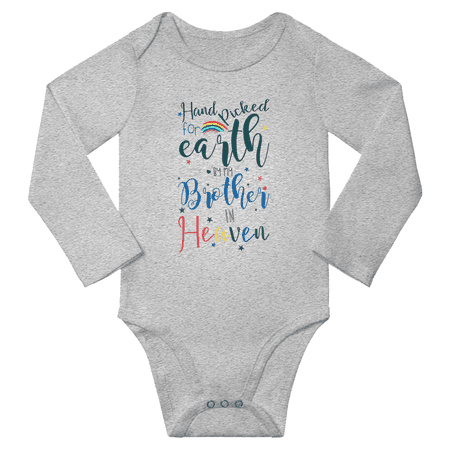 

Hand Picked for Earth By My Brother In Heaven Cute Baby Long Sleeve Clothes Romper Bodysuits (Gray 6-12M)