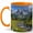 Orange, variant on Alpine Cabin Mountain Coffee Mug, Outdoor Nature Mug, Hiking Birthday Christmas Gift, Snowy Peak Stream Wildflower Landscape Art, 11 oz White Ceramic Coffee Cup for Tea Lovers