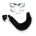 thumbnail image 3 of Juego de orejas y cola Faux Cat Ear Diadema Felpa Cola larga Regalos Aro para el cabello Orejas Pinza para el cabello para Lolita Mujeres Niñas Blanco negro Yinane Cola de disfraz, 3 of 8