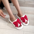 thumbnail image 5 of JUSLIO Womens House Slippers Slip On Fuzzy Plush Flat Sole Non Slip Indoor House Slippers Open Toe Slides Slippers Red, 5 of 8