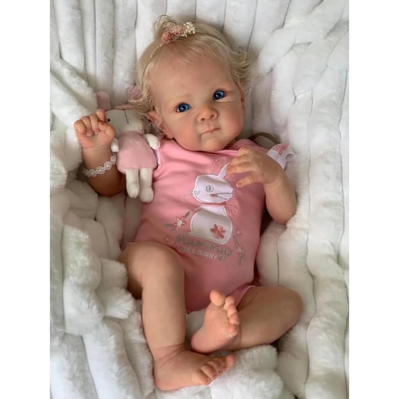 18Inches Rooted Blond Curly Hair Lifelike Reborn Baby Doll with Cuddly Cloth Body Real Life Newborn Girl Dolls That Look Realistic, Forever Your Sweetheart