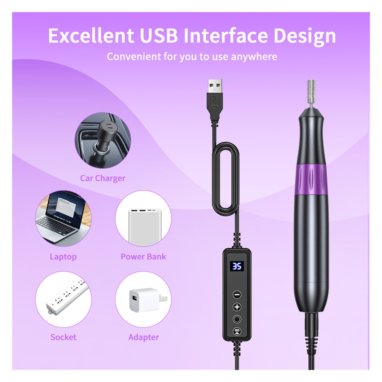 Beaulush 35000RPM Electric Nail Drill, Professional Manicure Machine, Nail Sander, Milling Cutter Set, Salon Tool For Gel Removing ,Low Noise